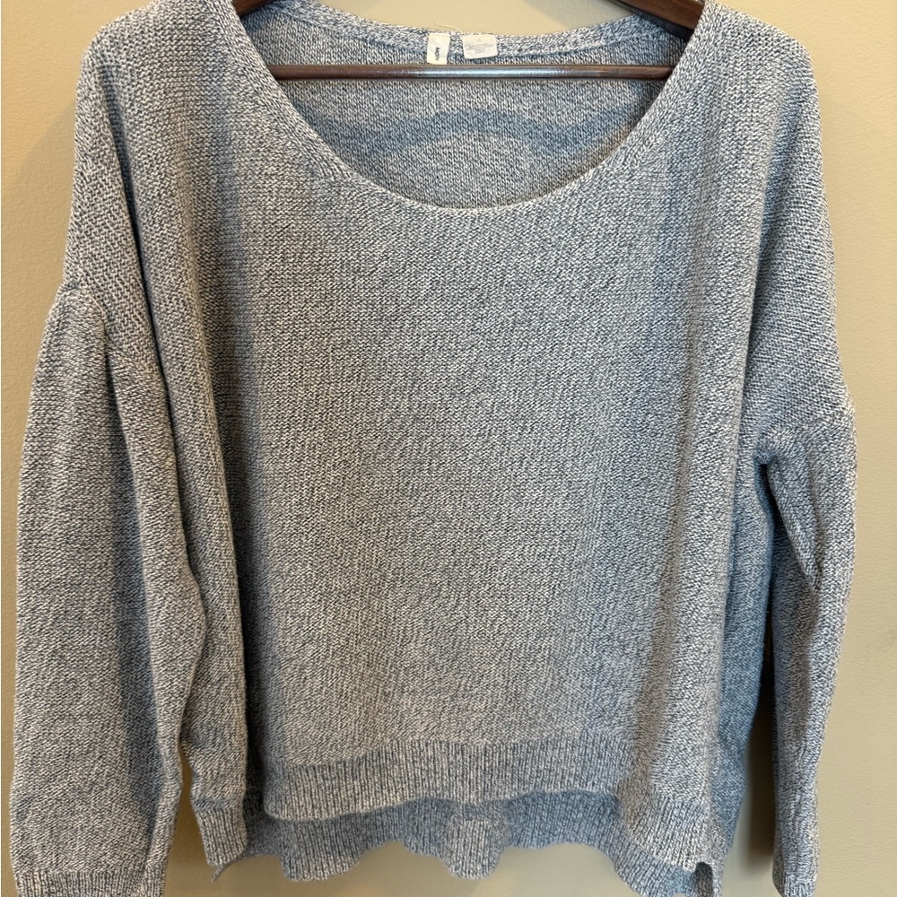 Anthropologie Moth Fairview Pullover Sweater Gray Marled Cotton Women’s Size L - Picture 2 of 11